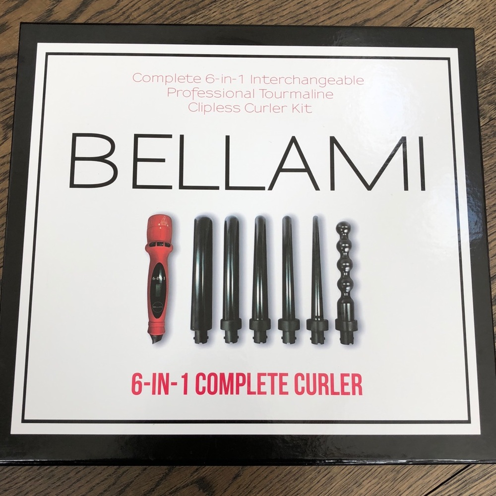Bellami Tourmaline 6 in 1 curling wand set.